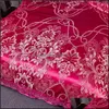 Beddengoed sets levert thuis textiel tuin drop bruiloft dekbed er set jacquard kant kussensloop (3 stks geen bedsheet) Europese luxe rode flowe