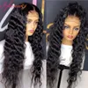 HD przezroczyste koronkowe frontalowe ludzkie peruki włosy luz głębokie fala brazylijska 5x5 koronkowa peruka z szwu beznadziejne 13x6 ludzkie włosy dla czarnych kobiet