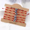 Blue Evil Eye Bracelets with Card Women Fashion Jewelry Mens Adjustable Glass Knotted Braided Rope Charm Bracelet Lucky Bangles Gifts 1lot=1set=6pcs