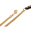 Klassisk Rostfritt Stål Hundspetsar Pet Chain Traction Rope 10mm Utomhus träning Läderhandtag