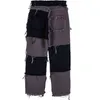 Aolamegs Jeans Mężczyźni Vintage Color Block Łzęwanie Patchwork Dżnowo Spodnie Casual Japanese High Street Harajuku Moda Streetwear Mężczyźni 211104