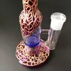 Coloré 9 pouces Type droit Bangs en verre Heady 14mm Joint femelle Narguilés 3mm d'épaisseur OD 20mm Conduites d'eau Honeycomb Perc Oil Dab Rigs avec bol WP533