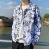 Mode heren slanke denim jas wolk tie-dye printing roze lichtblauw all-match trend casual streetwear lente herfst jas mannelijke x0710