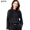 Printemps noir chemise femmes mode tempérament formel à manches longues Blouses bureau dames affaires travail hauts 210604