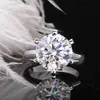 5.0ct D color VVS1 Heart and Cut Round Engagement Ring Solid 9K gold Silver 211217