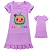 Cartoon Watermelon Stampato Cute Girls Dress Kids Multicolor Manica corta Camicia da notte Candy Home Abiti Gonna Pigiama Abbigliamento per bambini