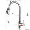 Rozin Brushed Nickel Kitchen Faucets Third Generation Pull Out Kitchen Mixer Facuet 3 Outlet Water Mode Spout Cold Mixer Tap 211108