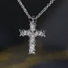 2022 Fashion Top Selling Cross Necklace Smycken S925 Sterling Silver T Princess Cut Bling CZ Diamonds Party Eternity Clavicle Chains för Wom