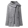 ウィンターコート女性ウール暖かいプラスベルベットセーターサイドジッパーサイズ長韓国灰色のジャケット厚いスリム210428