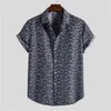 Mężczyźni Moda Etniczna Krótki Rękaw Durowy Drukowanie Hawajskie Bluzki Koszule Dobry Mężczyźni Projektant Koszule Plus Rozmiar Topy Drop 210708