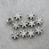 Alloy Snowflake Star Big Hole Koraliki Boże Narodzenie Prezent Antyczne Silver Fit Europejskiej Bransoletki Biżuteria DIY L1349 12x14mm 80 sztuk / partia