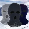 Cappellini da ciclismo Maschere Passamontagna a 3 fori Cappelli lavorati a maglia Cosplay Ninja Tactical Full Face Cover Unisex Winter Warm Ski Mask Solid Skullies Cap