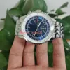 Excellent High quality men Wristwatches AB0127211C1A1 46mm Stainless Steel Blue Dial Luminescent VK Quartz Chronograph Working Mens Watch