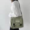 Canvas Women Messenger Bag Koreanska Stora Axel Crossbody Väskor För Kvinnor 2021 Student Nylon Cloth Bokväska Handväskor Satchels