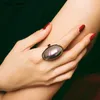 Cluster Rings HUANZHI Personality Geometric Oval Colorful Pearls Shell Metal Alloy Finger For Women Party Travel Jewelry Gifts