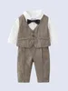 Baby Button Front Blazer Vest Bow Front Рубашка общий комбинезон с шляпой она