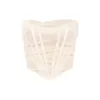 Ärmlös Mode Strapless Bustier Corset Crop Tops Kvinna Mesh Backless White Women Tops Zipper Summer 210426