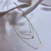 Corrente geométrica do vintage colares multicamadas mulheres cadeia de ouro em camadas redonda pingente colar colar de moda jóias presentes