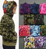 Fog 22Newest Lover Camo Shark Print Cotton Sweater Hoodies Men's Casual Purple Red Camos Cardigan Hooded Jacket Sizes S-3XL