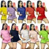 Été femmes deux pièces ensembles jogger costumes survêtements à manches courtes pull T-shirts + shorts 2 pièces ensemble plus la taille 2XL tenues casual noir sportswear 4780