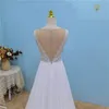 2022 semplice abito da sposa bohemien pizzo chiffon a-line sheer cap sleeve gioiello perle cerniera Boho abiti da sposa donna paese