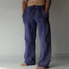 Pantalones para hombres 2022 Productos de otoño Impresión de bolsillo Suelto Recto Algodón y lino Cordón Deportes Casual