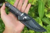 Ny ankomst Small Survival Straight Hunting Knife 440C Satin Bowie Blade Full Tang Ebony Handle Fixed Blade Knives With Leather SH7635876