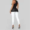 Черно-белые рваные джинсы для женщин Тонкие джинсовые джинсы Повседневные узкие брюки-карандаш Модная женская одежда больших размеров S-3XL