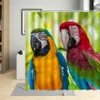 Tropical Forest Colorful Animal Funny Parrot Bird Print Shower Curtain Polyester Fabric Waterproof Bathtub Curtains Home Decor 210609