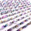 Wholesae 100PCs Lot Stainless Steel Spin Band Rings Rotatable Multicolor Laser Printed Mix Patterns Fashion Jewelry Spinner Party 242h