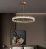 Lustre de salon Post-moderne, lampe en cristal de luxe, anneau circulaire, lampe d'artiste créative, chambre à coucher, salle à manger