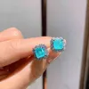 FFGems orecchino d'argento con tormalina smeraldo paraiba brasiliana creato quadrato in pietra blu per le donne gioielleria intera regalo per feste