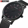 Top Luxury Brand Curren Klockor Men Fashion StainlSteel Mesh Strap Quartz-Watch Ultra Thin Dial Clock Relogio Masculino X0524