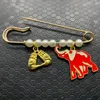 Broches broches émail rouge métal éléphant pendentif broche DST DELTA sororité société symbolique bijoux perle Pin3377501