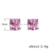 Square Crystal Earrings Green Cubic Zircon Diamond Stud Earrings for Women Valentine's Gift Fashion Jewelry Will and Sandy