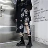 Gothic Punk Hip Hop Cargo Gonne Donna Harajuke Cintura a vita alta Fibbia Nera Modello lungo drago Streetwear Saia Donna 210421