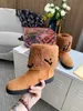 2021 Designer Vrouwen Snowdrop Flat Enkle Boot Lady Mode Snowboots Waterdichte Winter Warm Wol Leren Laarzen Topkwaliteit Grootte VS 5-11