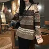 Winter Frauen Pullover Pullover Stricken Jumper Lose Gestreiften Pull Jumper Koreanischen Stil Strickwaren Casual Top Argyle Pullover