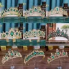 Trendy Grün Kristall Strass Barock Vintage Tiara Und Kronen Für Königin Prinzessin Braut Hochzeit Haar Zubehör Geschenk Schmuck H0827