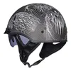 Motorcycle Helmets Silver Carbon Fiber Helmet Half Retro Moto Vintage Motorbike Biker Scooter Crash DOT Certification