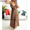 Sling Leopard Sexy Women Dress Print Butterfly V Neck Sleeveless Maxi Chiffon Elegant Prty Beach Vestidos 210515