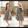 Baby baby, moederschap drop levering 2021 tiener meisje jurk prinses plaid voor kinderen jurken lange mouwen vestidos tienermeisjes kleding 9 10 1