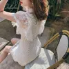 Summer Gorgeous Women Party Mini Floral Embroidery Hollow Out Crochet Short White Lace Dress Large Size 3XL 210415
