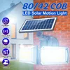 42LED / 80COB 2 Testa rotante Solar Motion Light Lampada per rilevamento del corpo umano all'aperto - 42LED