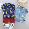 0-2 år sommarpojkar kläder set mode baby barn dinosaur skjorta och kortärmad kostym spädbarn kläder nyfödda baby korta uppsättningar g1023