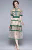 Broderie florale vintage piste de robe midi 2021 Femmes designer Mesh patchwork mock cou bureau mince robes Aline Autumn 2011720