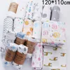 120*110cm Infants Baby Newborn Muslin Blanket Cartoon Crawling Beach Towels Animal Floral Letters Print Swaddle Wrap Stroller Bedding Cover Mat LY224