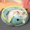 Cute Duck Cat Bed with Summer Mat Round House Kennel Cushion Four Seasons Universal Basket for Small Dogs Supplies 211111