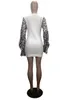 Stacked Leopard Long Sleeve Bodycon Mini Dress For Women Trendy Chic Party Sexy Fashion Fake Two Wholesale Clothing 210525