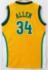 Erkekler Vintage Basketbol Shawn Kemp Jersey 40 Gary Payton 20 Kevin Durant 35 Ray Allen 34 Retro Sarı Yeşil Beyaz Kırmızı Spor Hayranları için Nefes Saf Pamuk Yüksek / Güzel